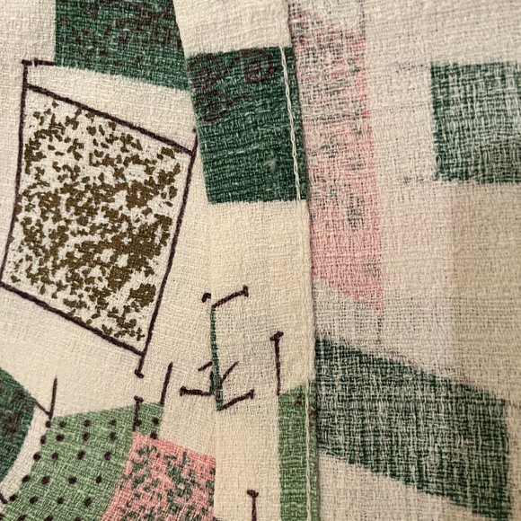 Mid-Century Bark Cloth Cafe Curtain Set - Picture 12 of 12